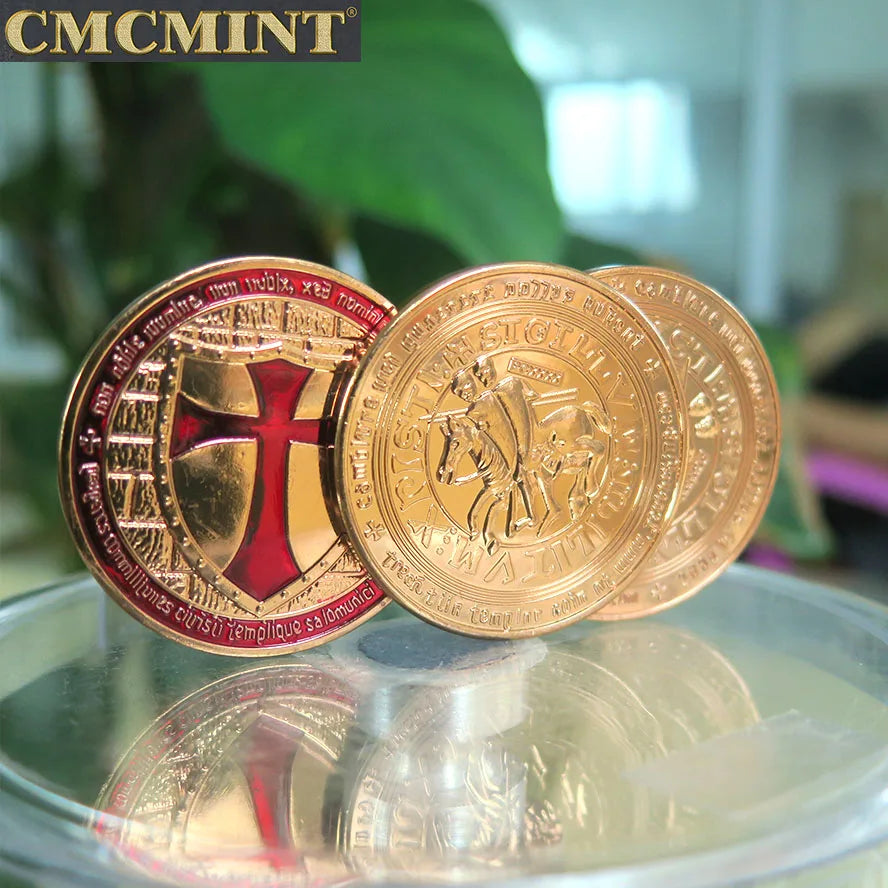 Custom 1 oz 999 Fine Copper Masonic Knight Templar Cross Round Coin for Wholesale B18