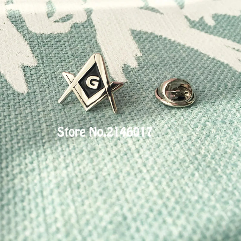 Black Soft Enamel Pins Masonic Square and Compass Lapel G Silver Color Free Masons Metal Badge Craft Small Size