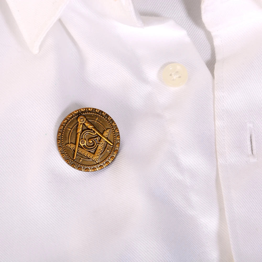 Mason Freemason Masonic Brooches Lapel Pin Badge Round