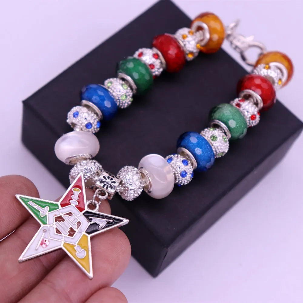 Fashion Mason Member Gift Custom 1910 Order of Eastern Star Bead Charms OES Bracelet Jewelry