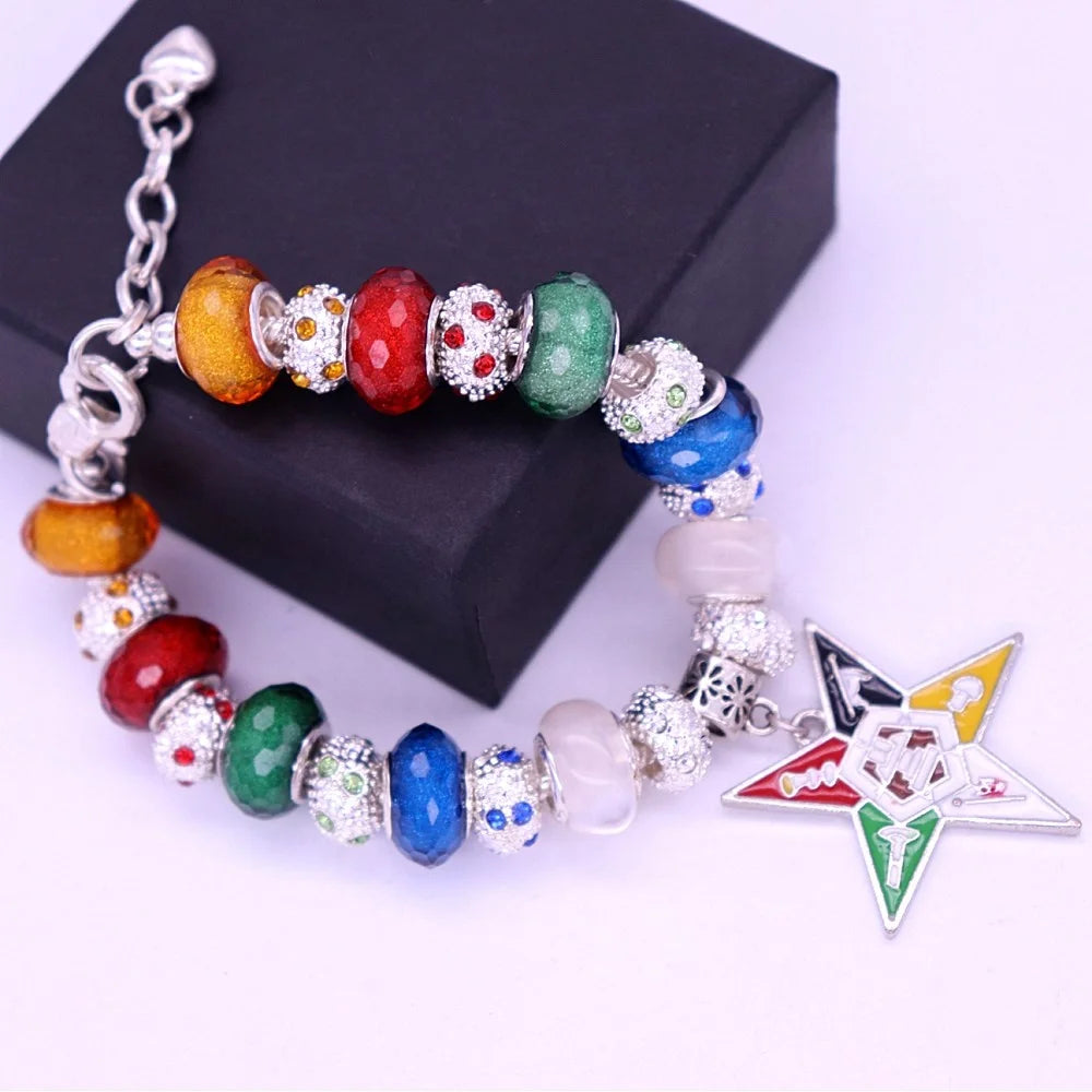 Fashion Mason Member Gift Custom 1910 Order of Eastern Star Bead Charms OES Bracelet Jewelry