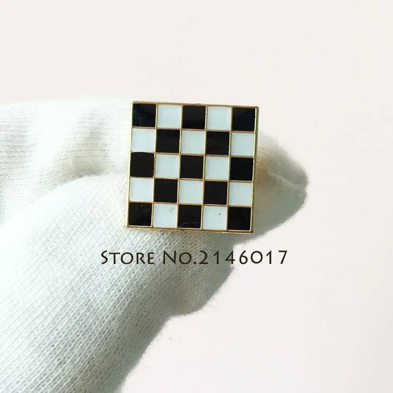 15mm Masonic Black White Checkered Rug Floor Brooch Blue Lodge Lapel Pin for Freemason Mosaic Pavement Pins Badge Free Masons