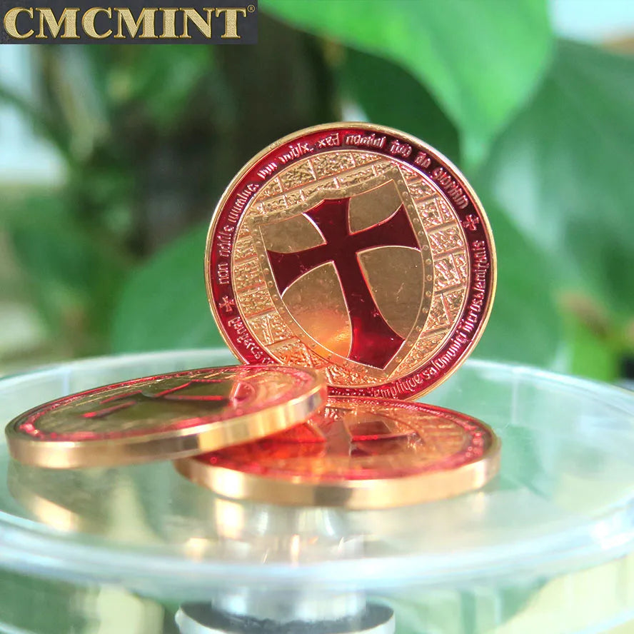 Custom 1 oz 999 Fine Copper Masonic Knight Templar Cross Round Coin for Wholesale B18