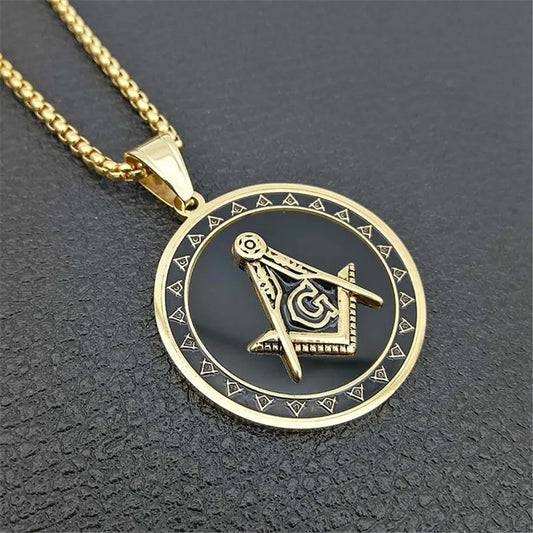 Hip Hop Stainless Steel Masonic Symbol Necklaces & Pendants For