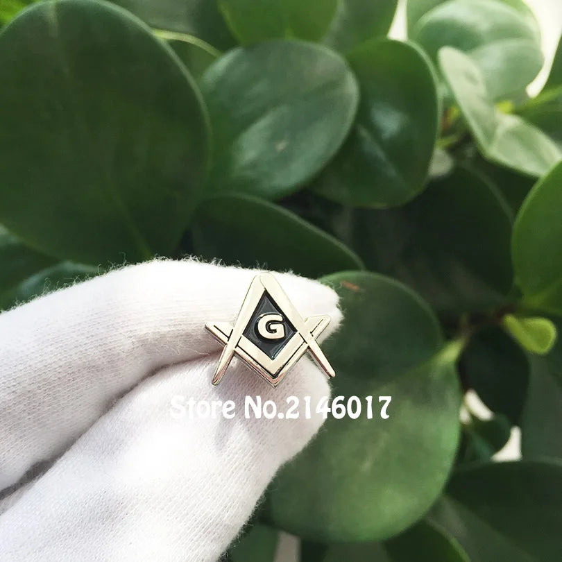 Black Soft Enamel Pins Masonic Square and Compass Lapel G Silver Color Free Masons Metal Badge Craft Small Size