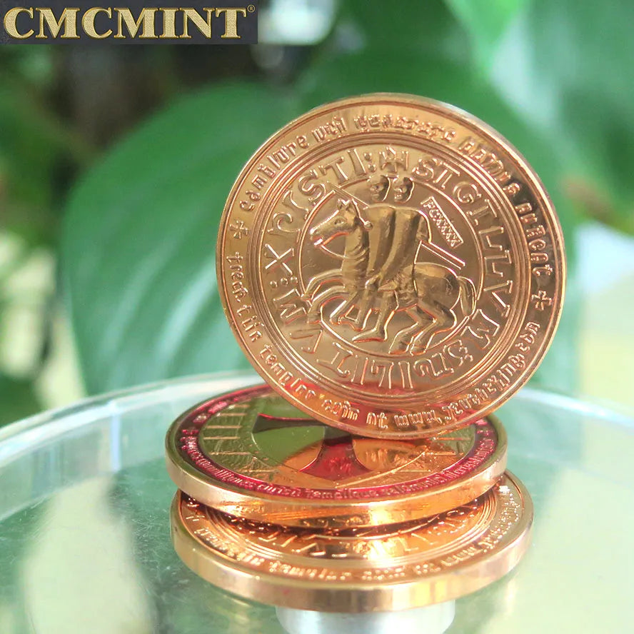 Custom 1 oz 999 Fine Copper Masonic Knight Templar Cross Round Coin for Wholesale B18