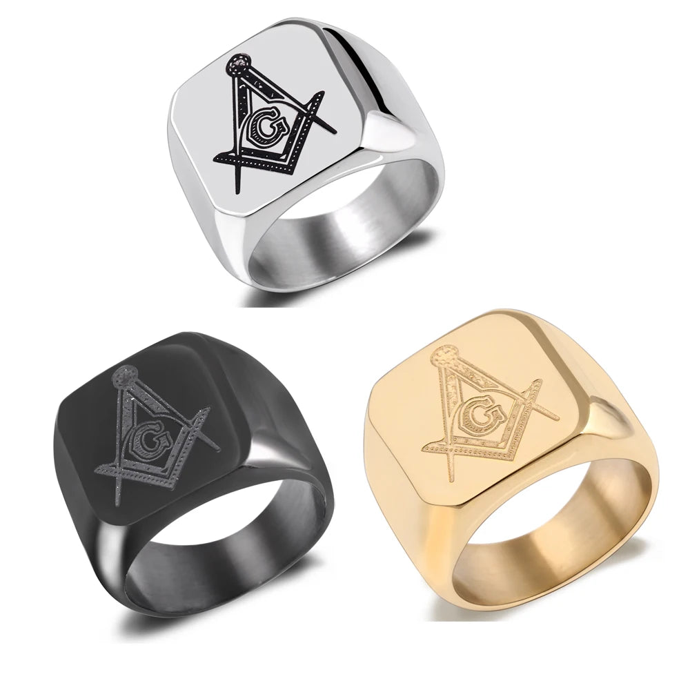 316L Stainless Steel Masonic Ring for Men, master masonic signet ring, free mason ring jewelry