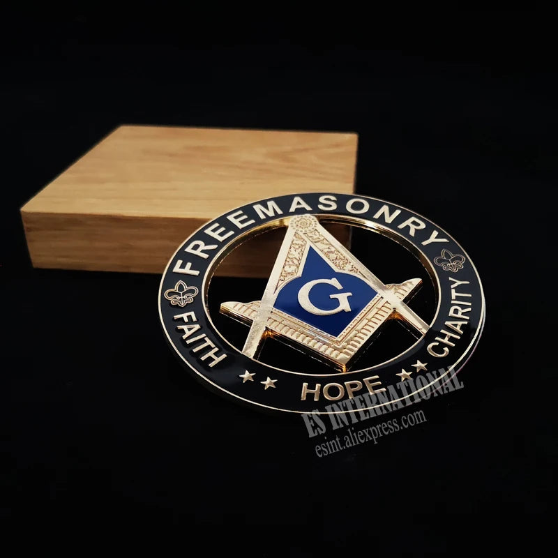 Masonic Car emblem "FAITH HOPE CHARITY "Badge Mason Freemason  Size 3'' NO.20 Symbol Gift for Freemason cloth accessories