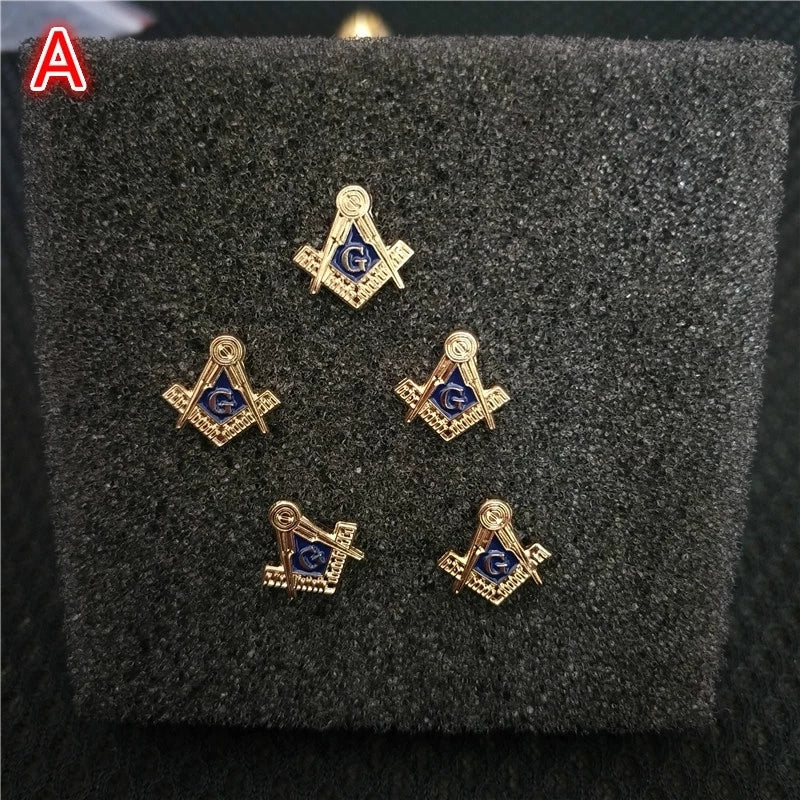5Pcs/Set Classics Masonic Logo Brooches Pin Metal Lapel Pin Badges Brooch for Men's and Women's Freemasonry Jewelry