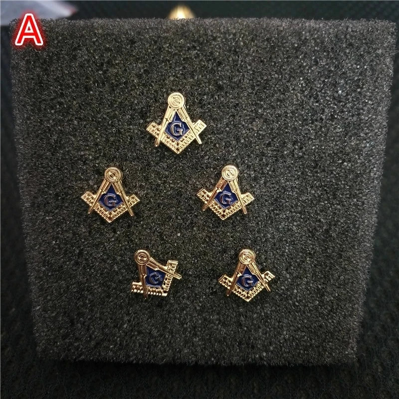 5Pcs/Set Classics Masonic Logo Brooches Pin Metal Lapel Pin Badges Brooch for Men's and Women's Freemasonry Jewelry