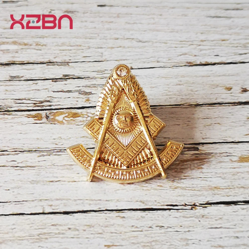 Masonic Lapel Pins Freemasonary Badge Mason Freemason Past Master Sun god face gilded men and women brooch Member Memorial
