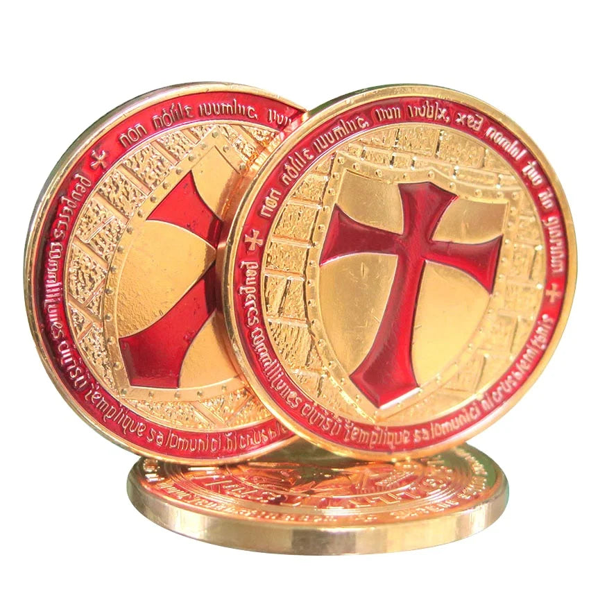 Custom 1 oz 999 Fine Copper Masonic Knight Templar Cross Round Coin for Wholesale B18