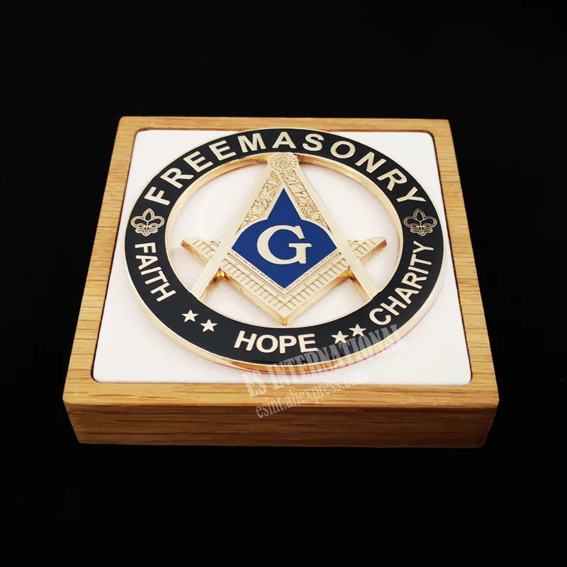 Masonic Car emblem "FAITH HOPE CHARITY "Badge Mason Freemason  Size 3'' NO.20 Symbol Gift for Freemason cloth accessories