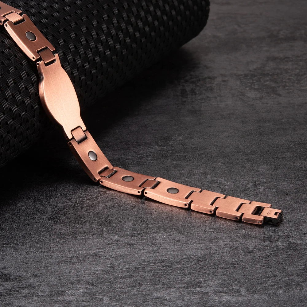 Masonic Magnetic Bracelet Copper 12mm Wristband Magnetic Men Bracelet Arthritis Vintage Ethnic Tribal Eye Health Energy Bracelet