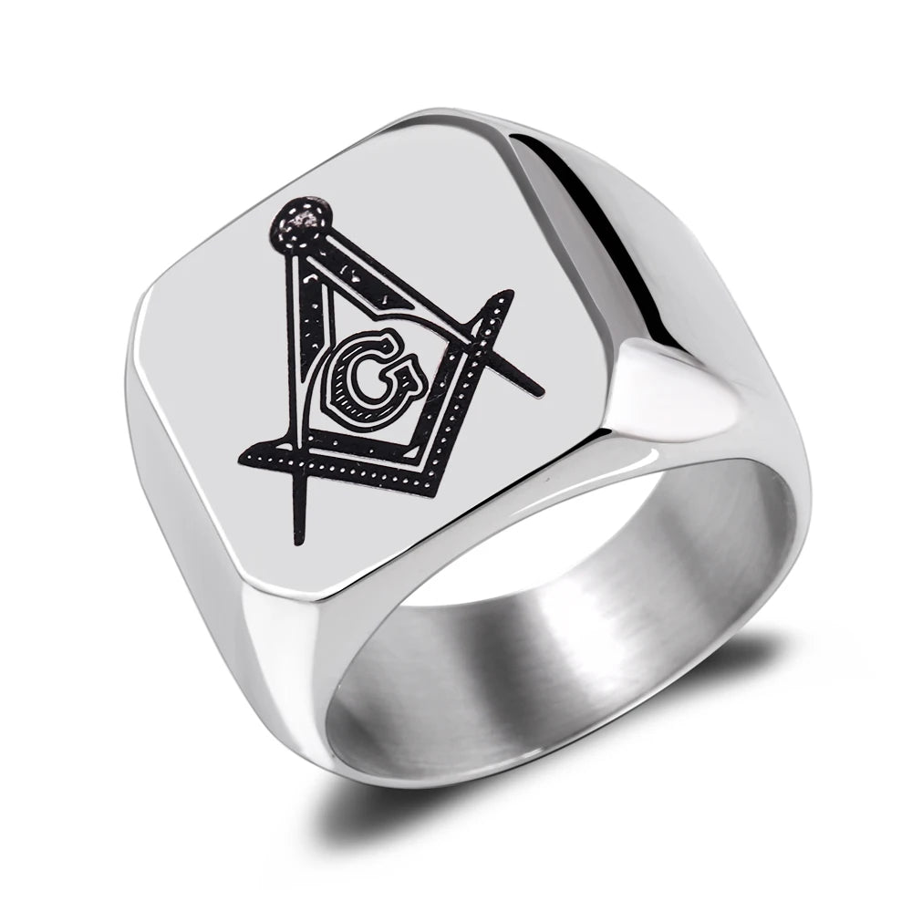 316L Stainless Steel Masonic Ring for Men, master masonic signet ring, free mason ring jewelry