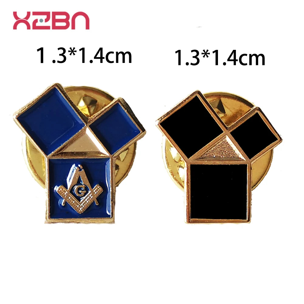 Masonic black Lapel Pins Blue Freemasonary Badge Mason Freemason  the 47th problem of Euclid gold plated Zinc Alloy Material