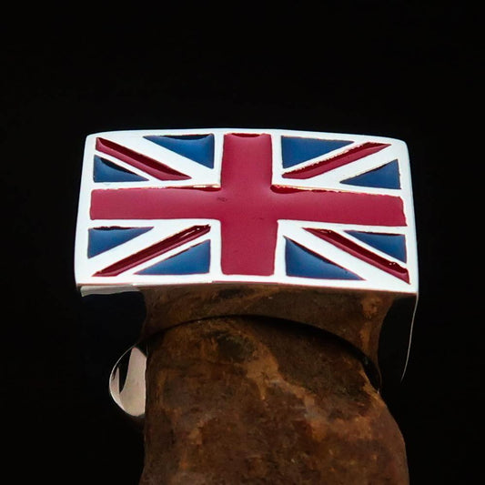 Perfectly crafted Men's Union Jack Flag Ring UK Great Britain - Sterling Silver