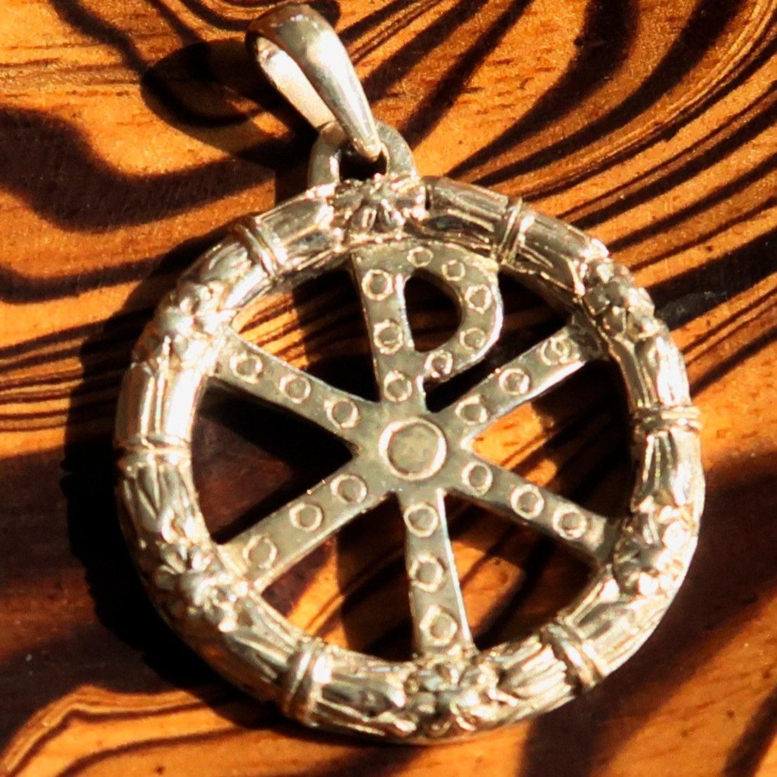 Ancient Chi Rho Sterling Silver Christian Monogram Pendant Christogram