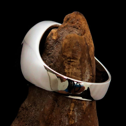 Black oval shaped Egyptian Ankh Cross Men's Ring - Sterling Silver