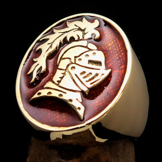 Perfectly crafted Men's Medieval Ring Brave Knight Orange - Solid Brass