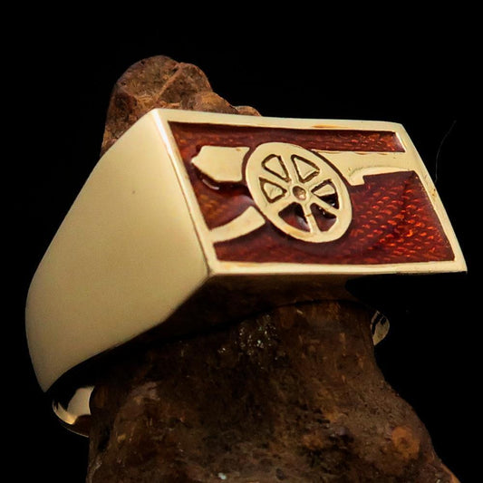 Perfectly crafted Men's Naval Cannon Ring Orange - Solid Brass