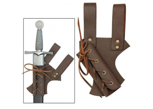 Medieval Hawk Wood Leather Sword Frog Brown