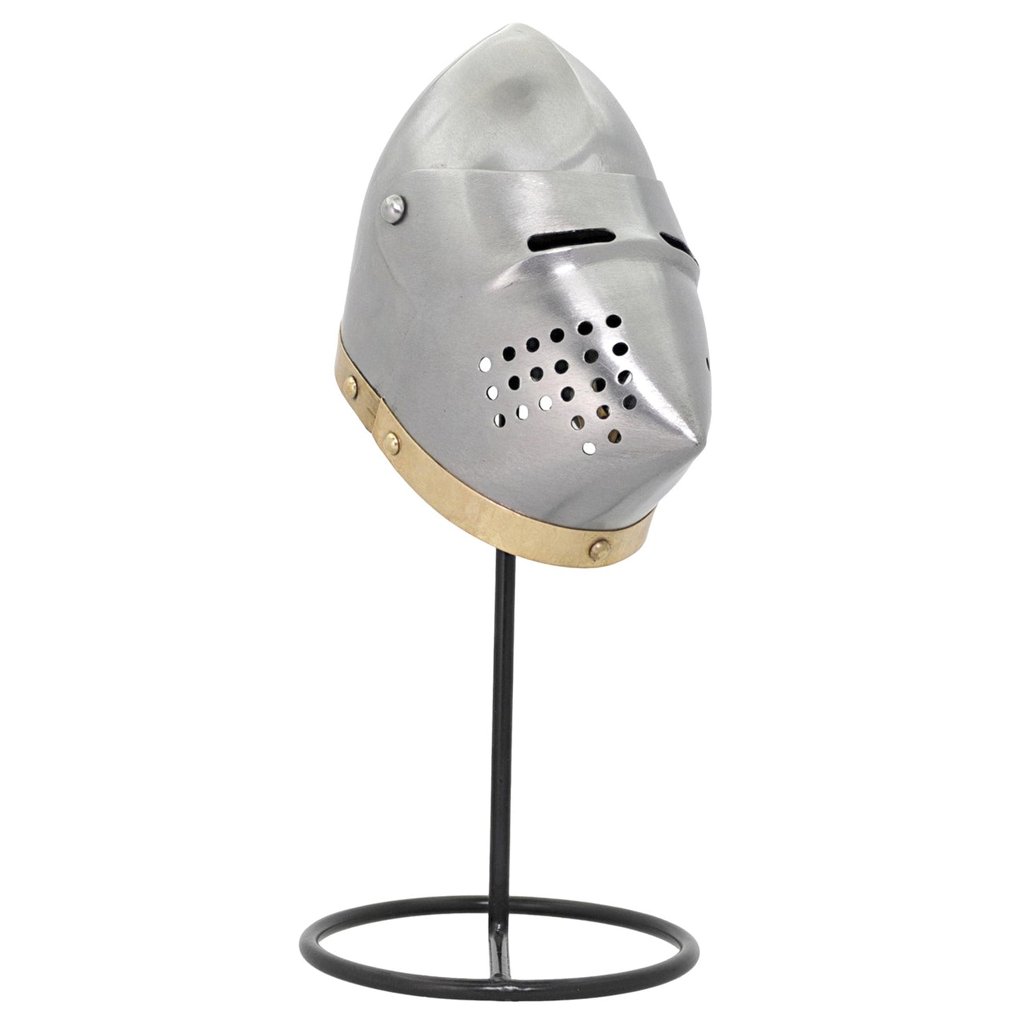 Miniature Steel Hounskull Bascinet Helmet With Stand