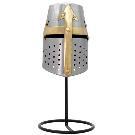 Miniature Templar Crusader Great Helmet Display With Stand