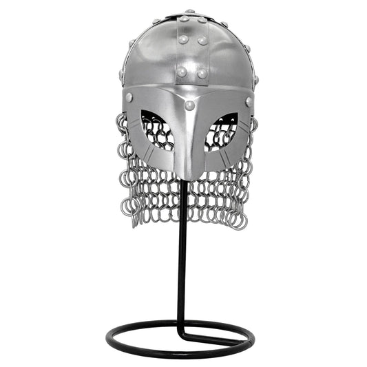 Miniature Viking Combat Helmet Display With Stand