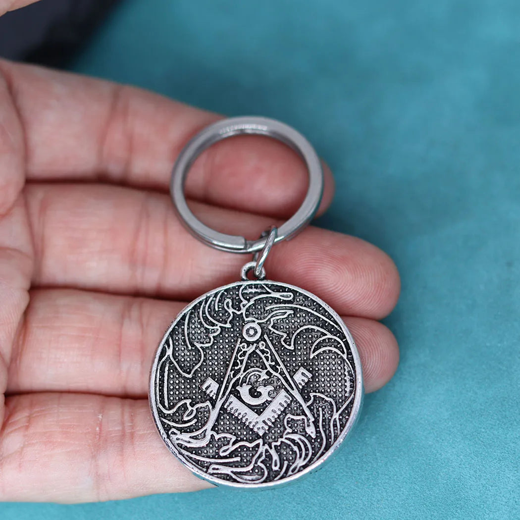 Mens Masonic Pendant Large Mason G Pendant Keychain For Women Slavic Viking Key Chains Illuminati Jewelry Gift