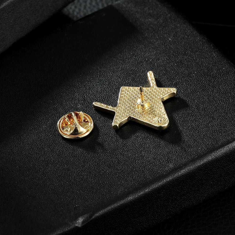 Classic Golden Masonic Symbols Enamel Pins Blue Freemason Emblem Brooches