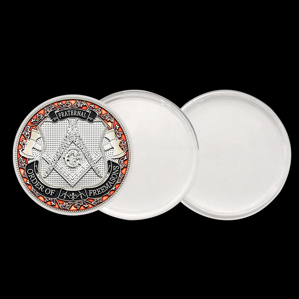 Freemasons Silver Plated Coin Collectibles Souvenir Masonic Masons 3D Commemorative Medal Challenge Coin Gift