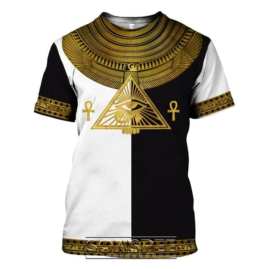 Summer 2024 Men's T-Shirt Casual 3D Printing Ancient Egypt Eye of Horus Egyptian Symbol T-Shirt Men's Women's Short Sleeve Plus