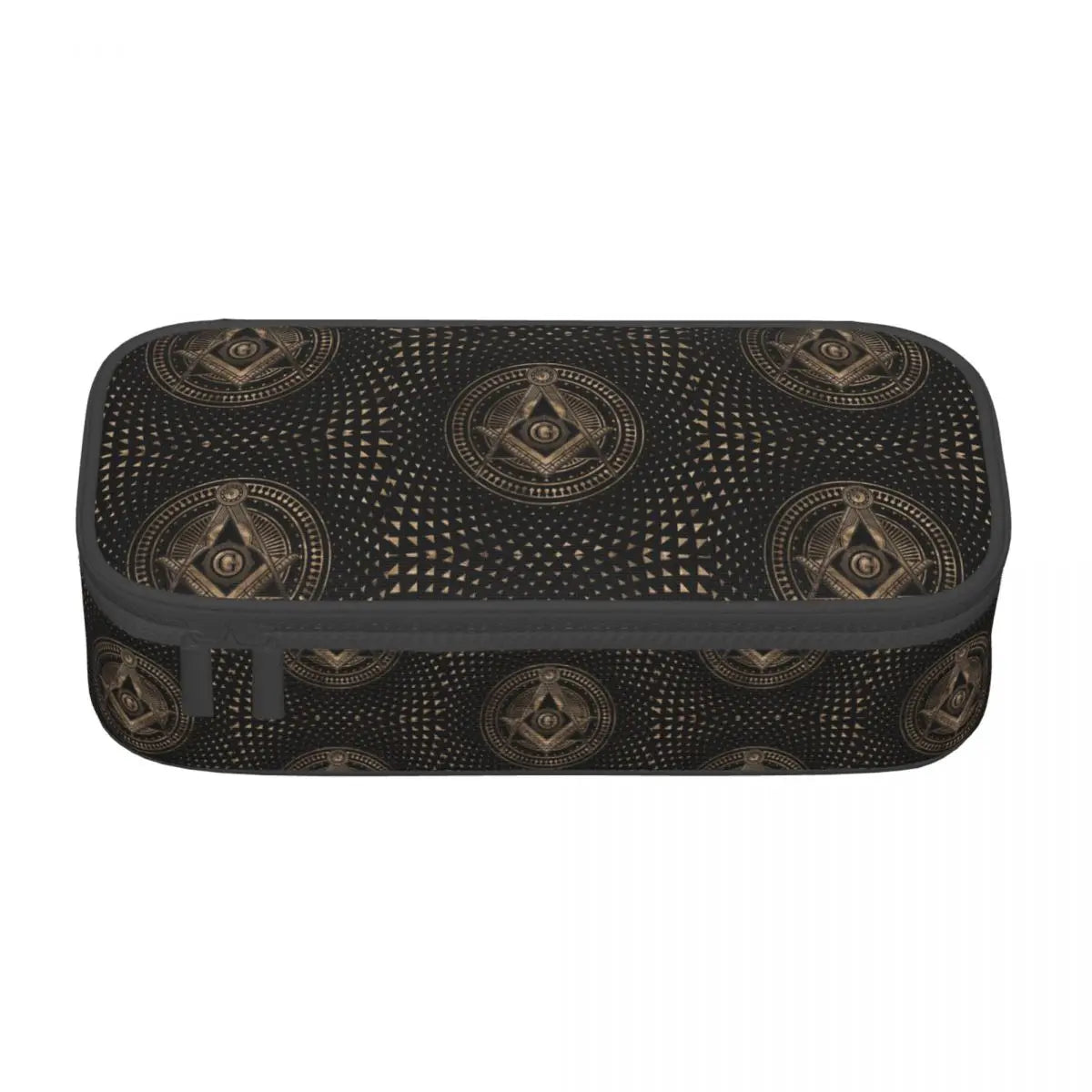 Custom Cute Gold Square Compass Masonic Freemason Pencil Cases for Freemasonry Mason Pencil Pouch School Accessories