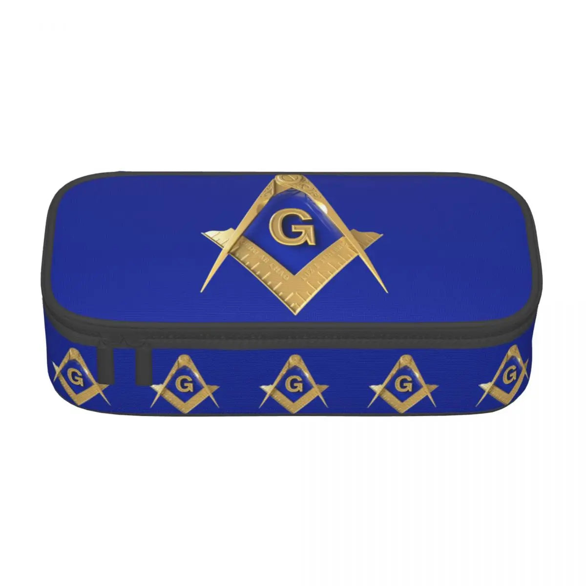 Custom Cute Gold Square Compass Masonic Freemason Pencil Cases for Freemasonry Mason Pencil Pouch School Accessories