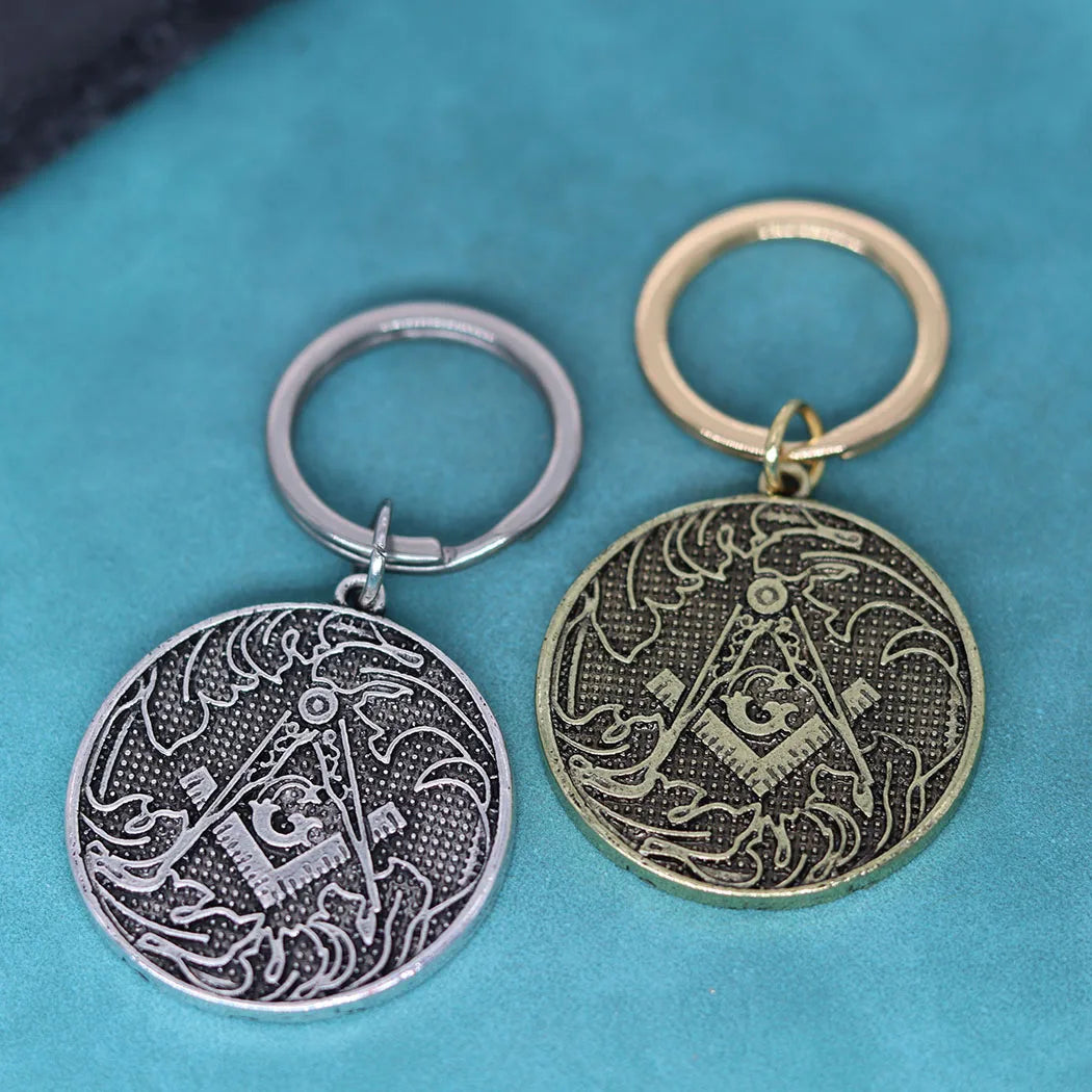 Mens Masonic Pendant Large Mason G Pendant Keychain For Women Slavic Viking Key Chains Illuminati Jewelry Gift