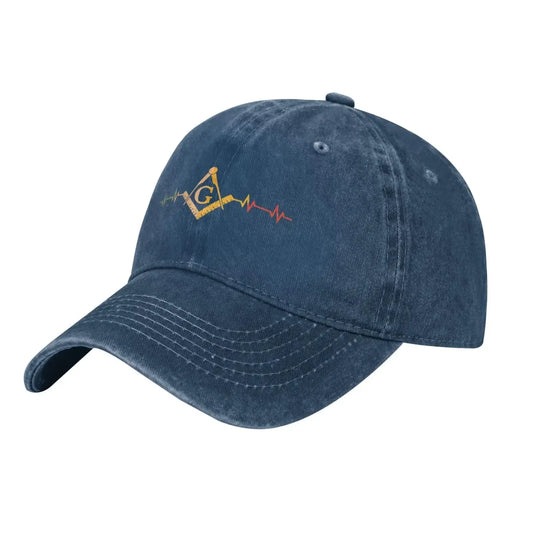 Freemason Symbol Square Compass G Lodge Masonic Gifts Baseball Cap Retro Adjustable Dad Hats for Men Women Navy Blue
