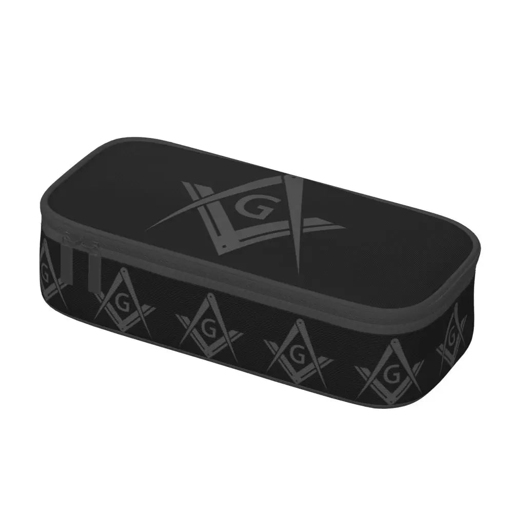 Custom Cute Gold Square Compass Masonic Freemason Pencil Cases for Freemasonry Mason Pencil Pouch School Accessories