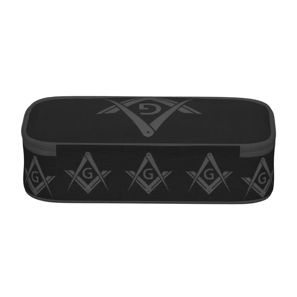 Custom Cute Gold Square Compass Masonic Freemason Pencil Cases for Freemasonry Mason Pencil Pouch School Accessories