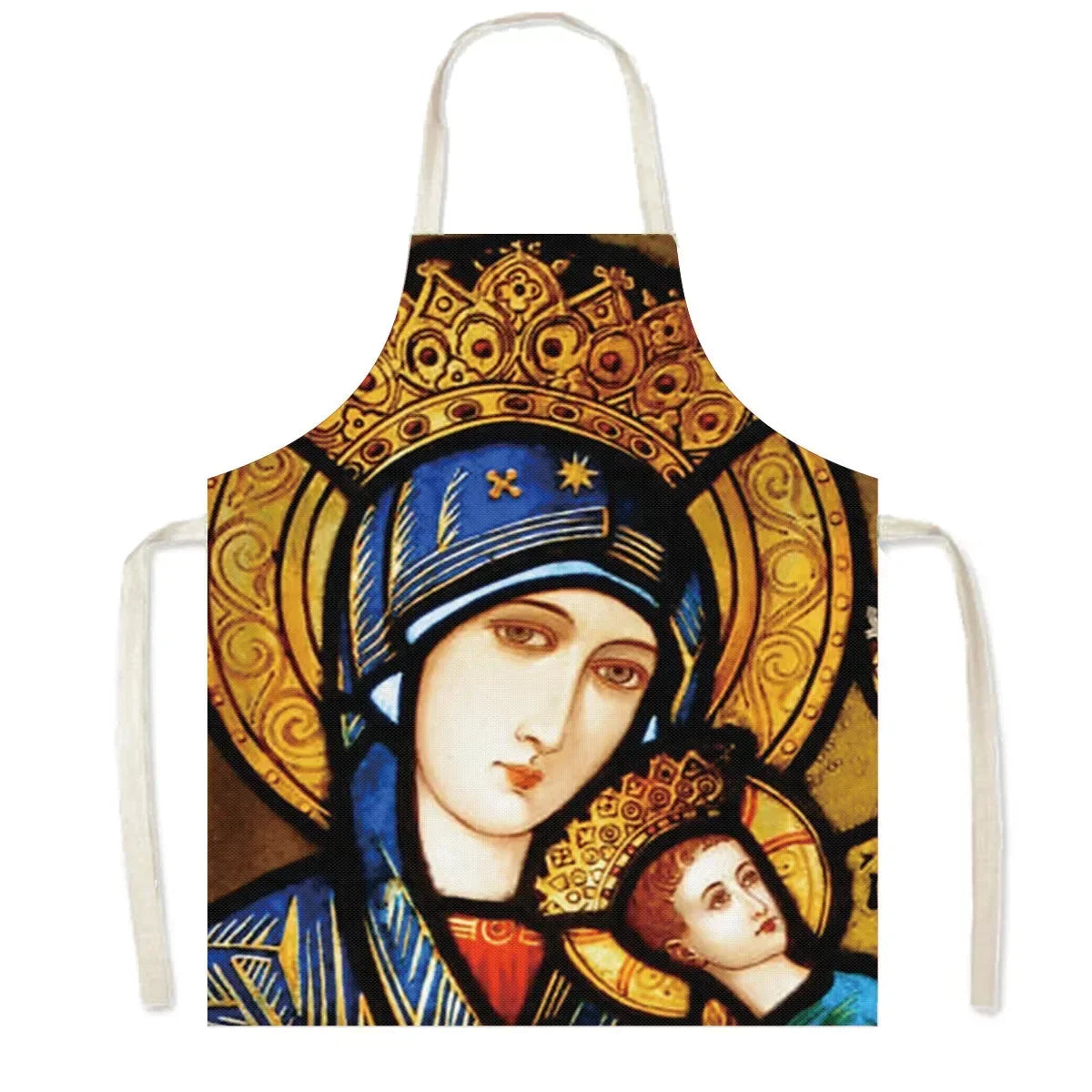 Vintage Religion Jesus Print Kitchen Aprons Women Men Home Cleaning Clothing Linen Pinafore Waterproof Chef Cooking Apron
