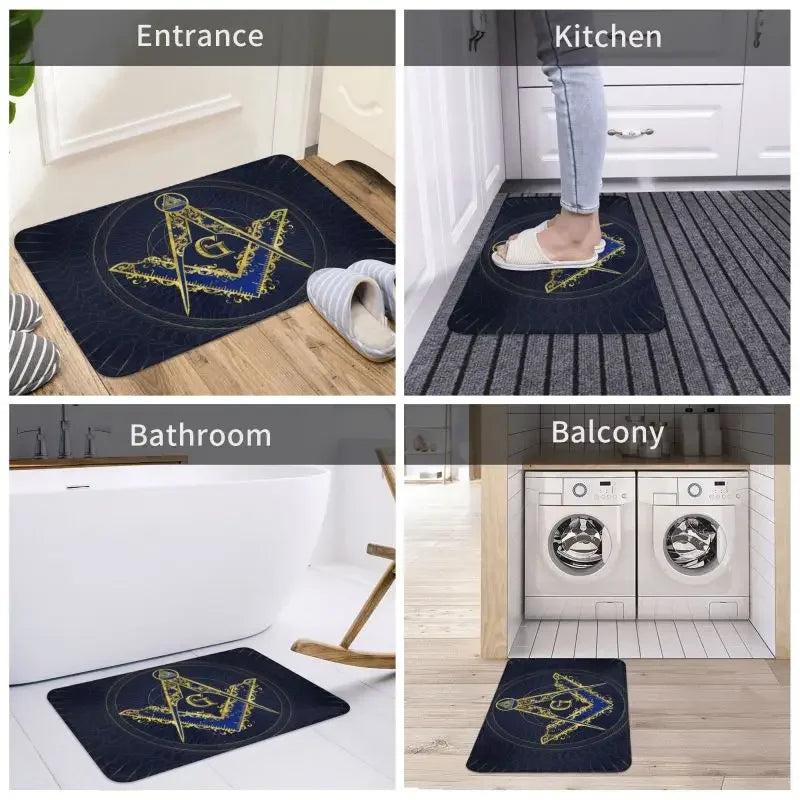 Freemason Evil Eye Symbol Front Entrance Doormat Decor Masonic Mason Kitchen Corridor Balcony Rugs Bathroom Anti-slip Floor Mat