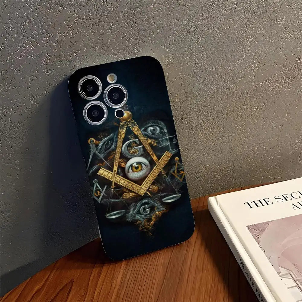 Freemason Painting Phone Case Phone Case  For IPhone 17 16 15 14 13 12 11 Pro Max X XR XSMax 7 8 Plus Glossy Film Hard PC Cover