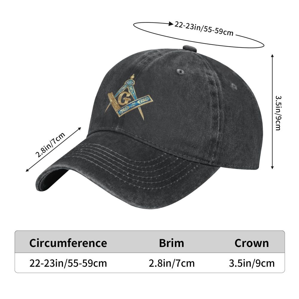 Blue Gold Baseball Caps Peaked Cap Freemason Gold Square Compass Sun Shade Hats for Men