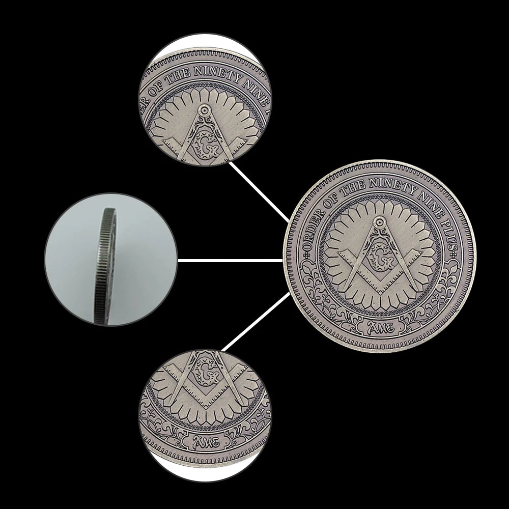 Order of Knights Hospitaller Commemorative Coin - Masonic Compass Square Emblem, Collectible Medieval Secret Society Coin