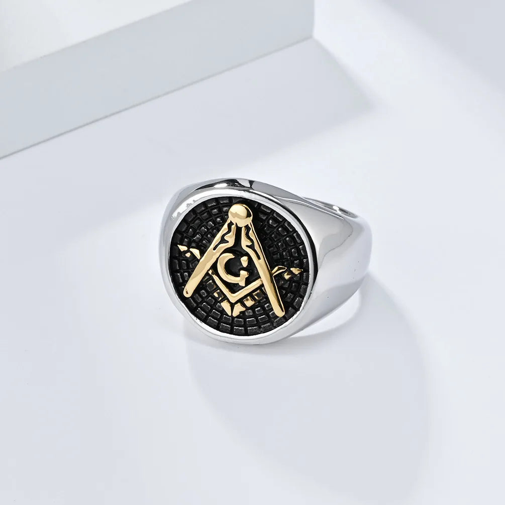 Men's Stainless Steel Vintage Masonic Freemason Rings Free and Accepted Master Masons Symbol Jewelry