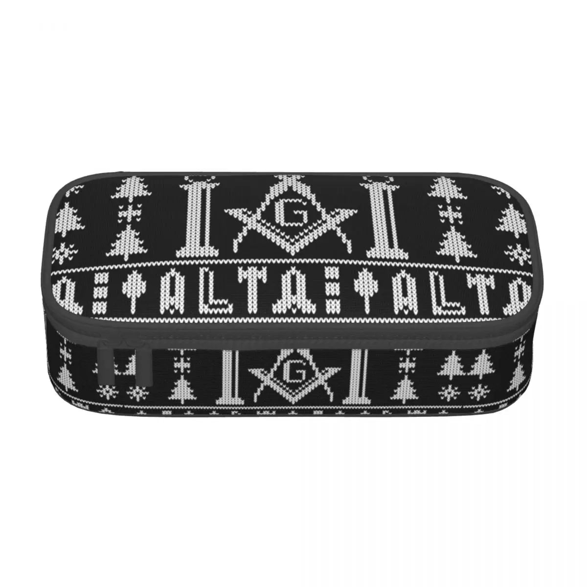 Custom Cute Gold Square Compass Masonic Freemason Pencil Cases for Freemasonry Mason Pencil Pouch School Accessories