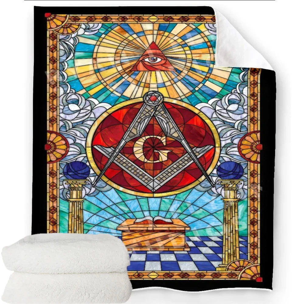 Creative Freemasonry Capital Community Blankets Masonic Lodge Soft Lightweight Thin Sheets Sofa Covers Hiking Warm Blankets.