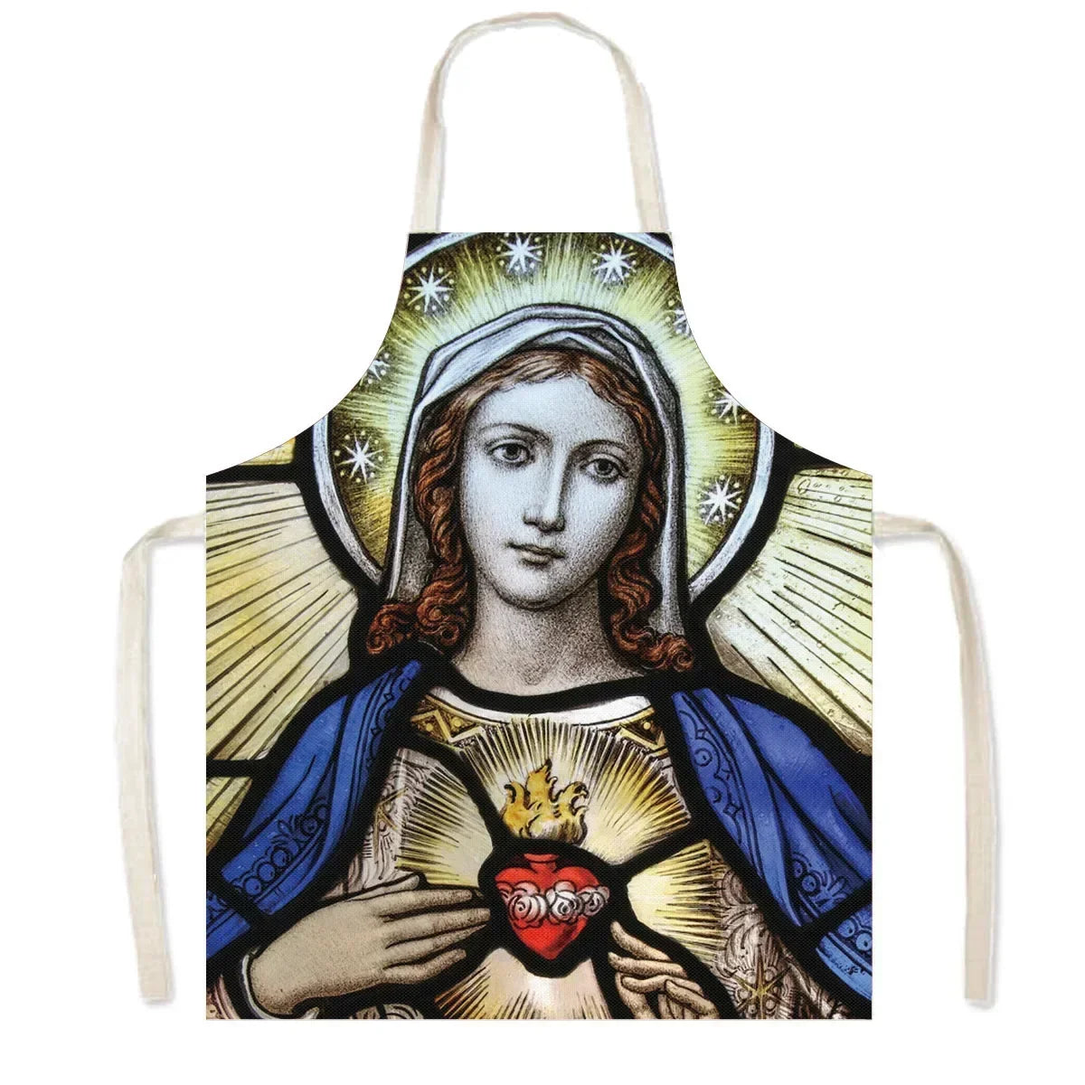 Vintage Religion Jesus Print Kitchen Aprons Women Men Home Cleaning Clothing Linen Pinafore Waterproof Chef Cooking Apron
