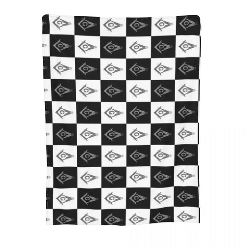 Freemason Checkered Pattern Flannel Blanket Masonic Mason Funny Throw