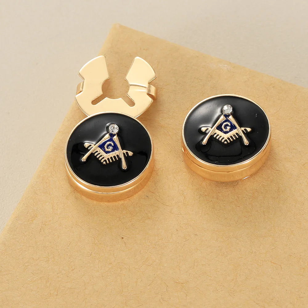 Masonic Cufflinks for Men  European Style Metal Cuff with Masonic Symbol Engraved Design Business Casual Fashion Accessories